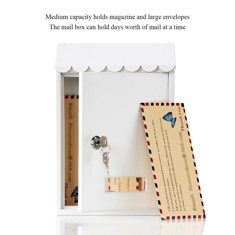 Jssmst Mailboxes Wall Mount with Key Lock â€“ Jssmst Small Mail Boxes Horizontal, 12.2 x 8.3 x 3.05 Inch, White New - Image 3